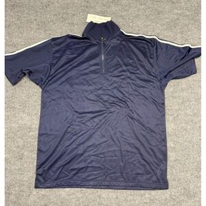 Vibes Vintage Men's Navy Blue 1/4 Zip Athletic‎ Pullover Short Sleeve Shirt XL